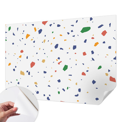 Peel and stick wall mural for living room with a rainbow pieces design