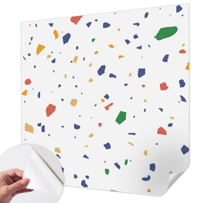 Peel and stick wall mural for living room with a rainbow pieces design