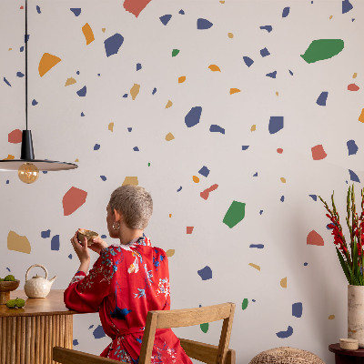 Peel and stick wall mural for living room with a rainbow pieces design