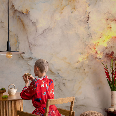 Peel and stick wall mural for bedroom with a colorful landscape design