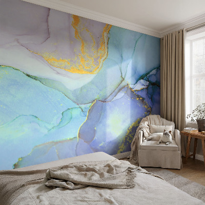 3D photo wallpaper mural with watercolor shapes design