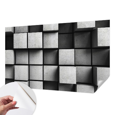 3D wall mural with a geometric cubes design