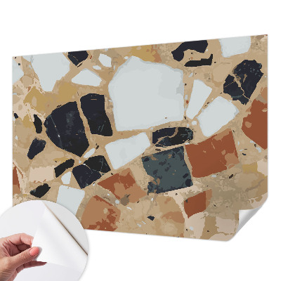 Children's wall mural with a rustic stone motif