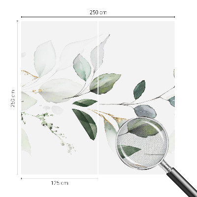 Self-adhesive wall mural with a green leaves design