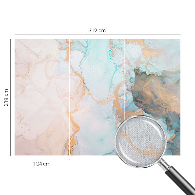 Stick-on wall mural with watercolor wave design