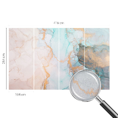 Stick-on wall mural with watercolor wave design