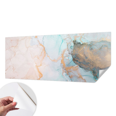 Stick-on wall mural with watercolor wave design