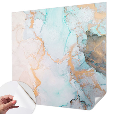 Stick-on wall mural with watercolor wave design