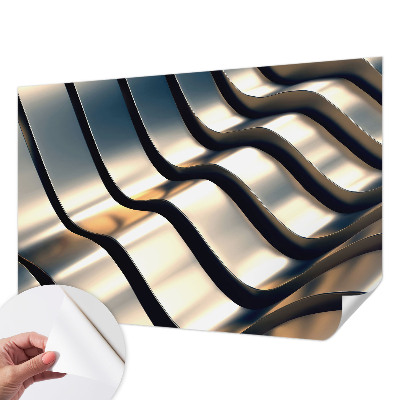 Removable wall mural wallpaper with a metal waves design