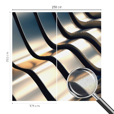 Removable wall mural wallpaper with a metal waves design