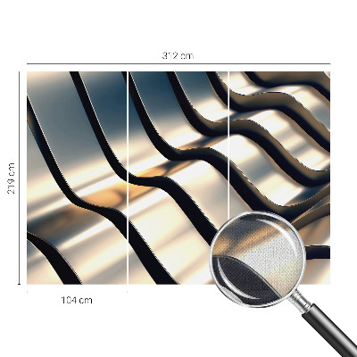 Removable wall mural wallpaper with a metal waves design