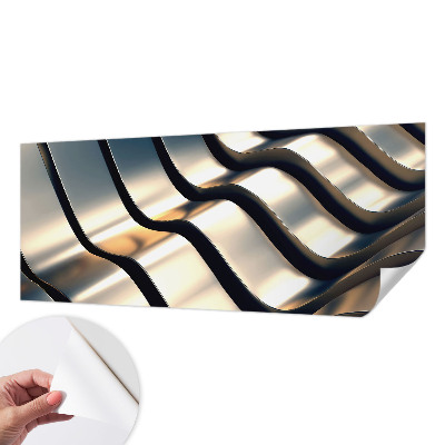 Removable wall mural wallpaper with a metal waves design