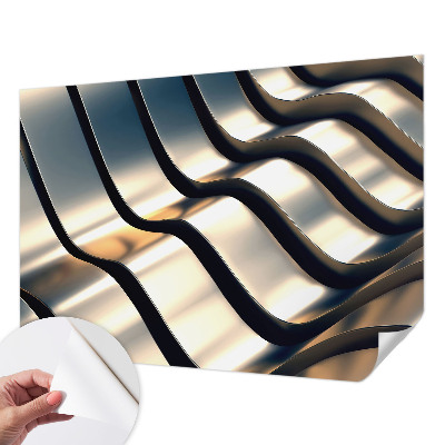 Removable wall mural wallpaper with a metal waves design