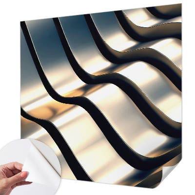 Removable wall mural wallpaper with a metal waves design