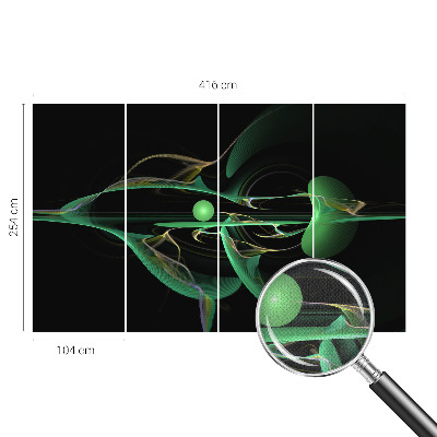 Peel and stick wall mural for living room with a green waves design