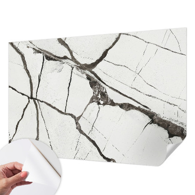 Peel and stick wall mural with a cracked marble design