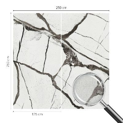 Peel and stick wall mural with a cracked marble design