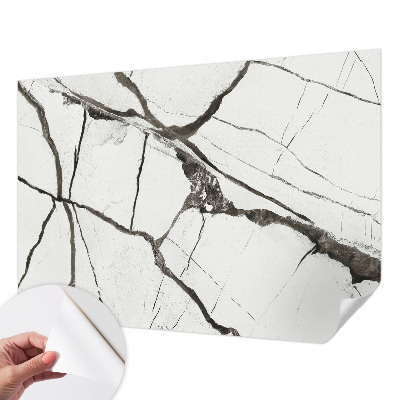 Peel and stick wall mural with a cracked marble design