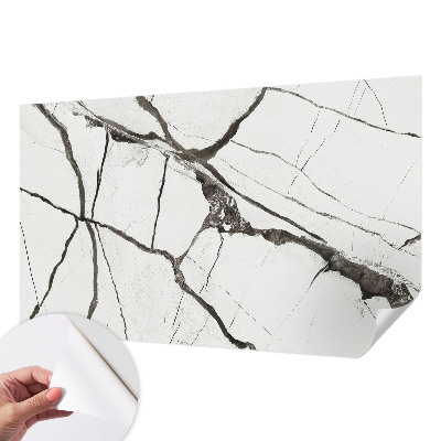 Peel and stick wall mural with a cracked marble design