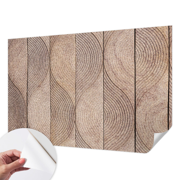 Self-adhesive wall mural with a wood grain wave pattern