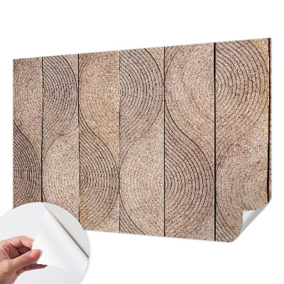Self-adhesive wall mural with a wood grain wave pattern