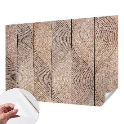 Self-adhesive wall mural with a wood grain wave pattern