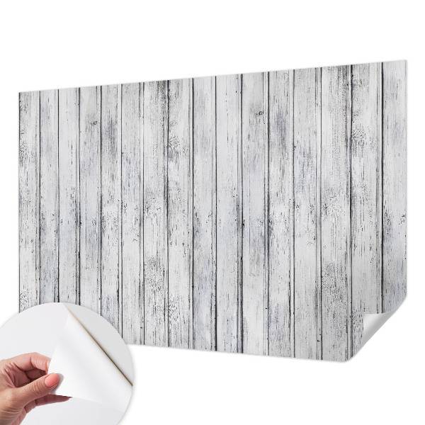 Removable wall mural with a wooden boards design