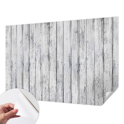 Removable wall mural with a wooden boards design
