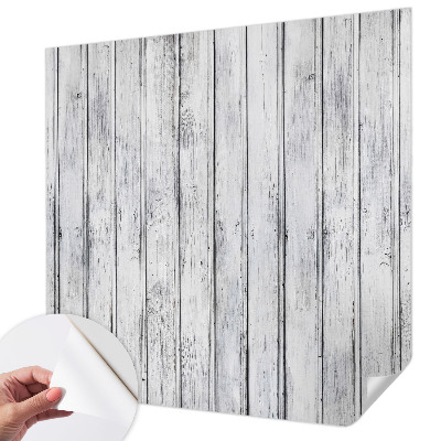 Removable wall mural with a wooden boards design