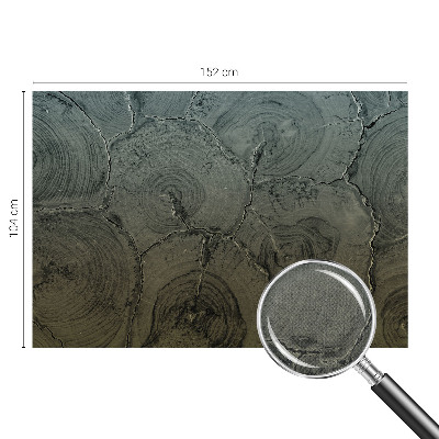 Peel and stick wall mural for bedroom featuring a wooden ring design