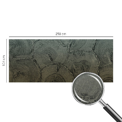 Peel and stick wall mural for bedroom featuring a wooden ring design