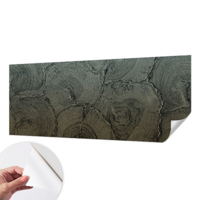 Peel and stick wall mural for bedroom featuring a wooden ring design