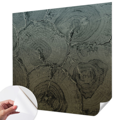 Peel and stick wall mural for bedroom featuring a wooden ring design