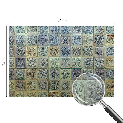 3D wall mural with a geometric tile pattern