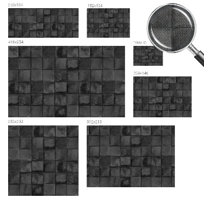 3D photo wallpaper mural with a gray tile pattern