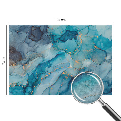 Self-adhesive wall mural with a blue abstract design