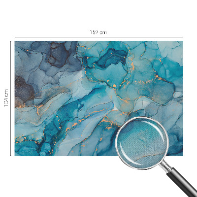 Self-adhesive wall mural with a blue abstract design