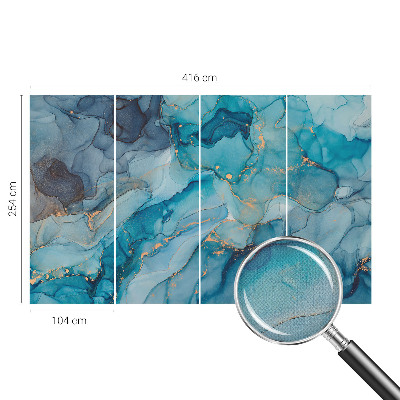 Self-adhesive wall mural with a blue abstract design