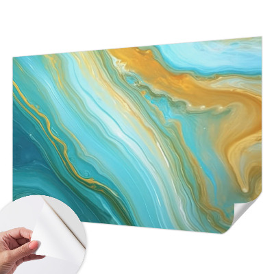Stick-on wall mural with an abstract waves design