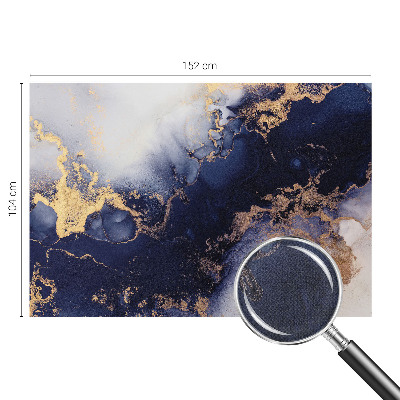 Removable wall mural with navy blue wave pattern