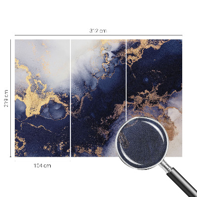 Removable wall mural with navy blue wave pattern