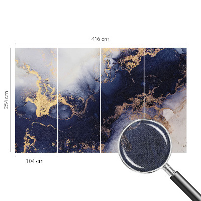 Removable wall mural with navy blue wave pattern