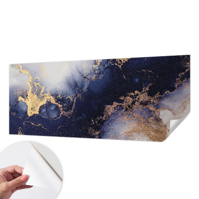 Removable wall mural with navy blue wave pattern