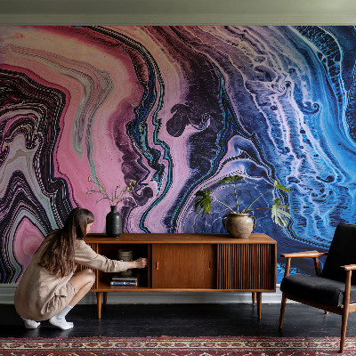 Removable wall mural wallpaper with colorful swirls