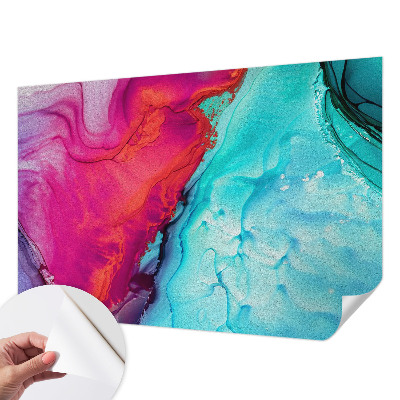 3D photo wallpaper mural with a colorful wave design