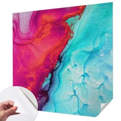 3D photo wallpaper mural with a colorful wave design