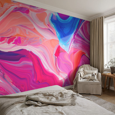 Nursery wall mural with a liquid waves design