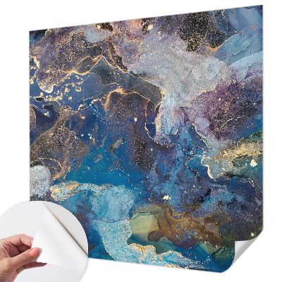 Children's wall mural with a cosmic mosaic design