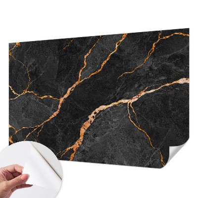 Peel and stick wall mural with marble vein pattern