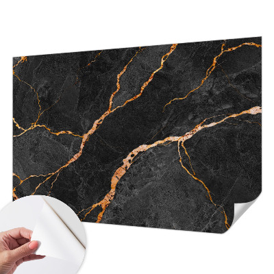 Peel and stick wall mural with marble vein pattern